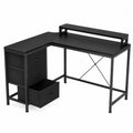 Bureau d'angle en métal avec tiroirs noir