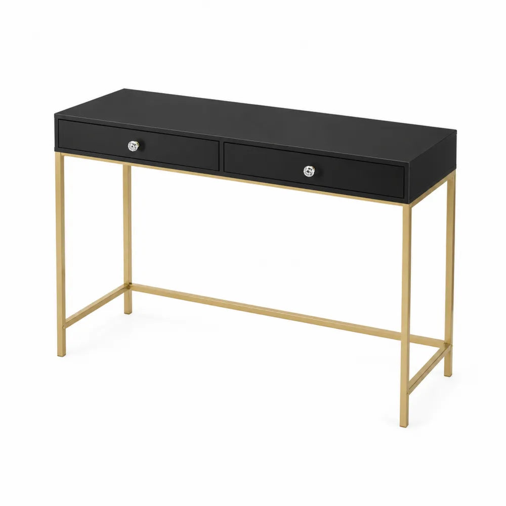 Bureau noir avec pieds en métal doré