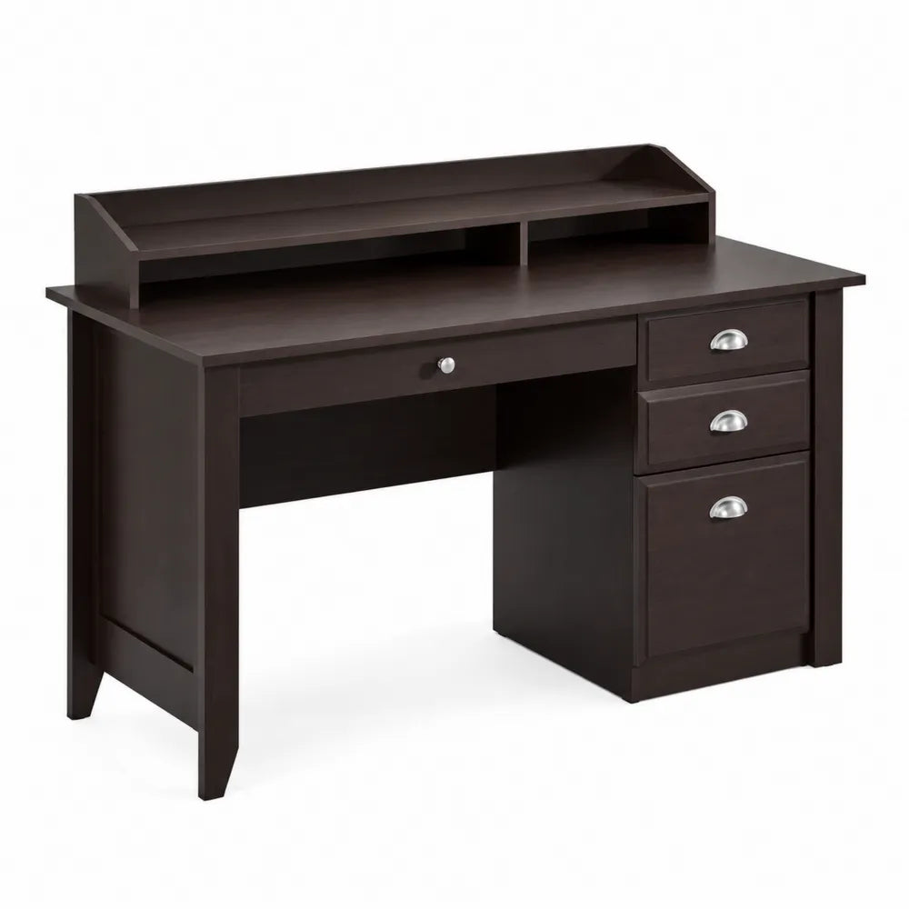 Bureau en bois avec tiroirs, Marron foncé, 120x60x75 cm