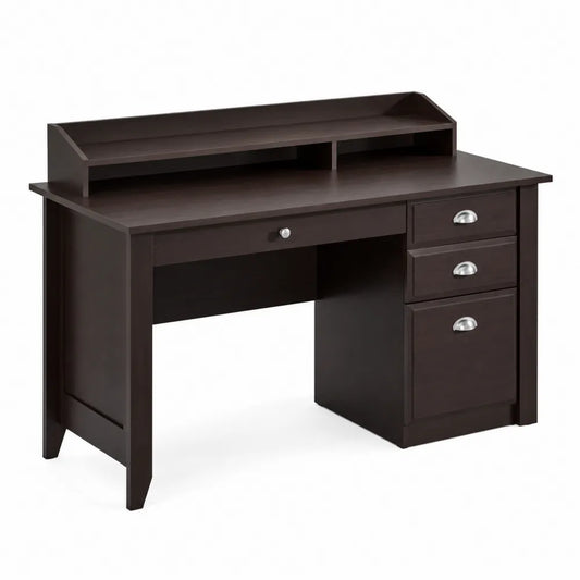 Bureau en bois avec tiroirs, Marron foncé, 120x60x75 cm