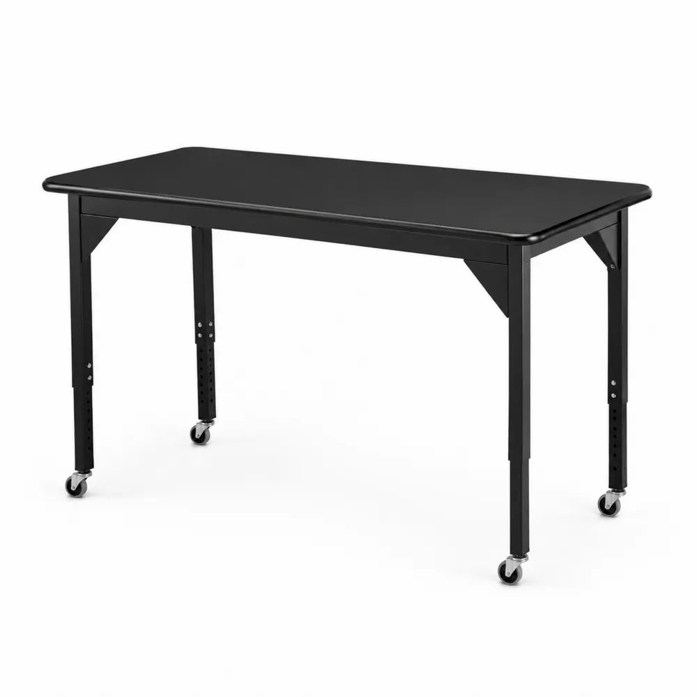 Table en métal noir avec roulettes 120x60 cm