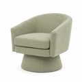 Fauteuil pivotant en tissu lin vert avec accoudoirs