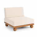 Fauteuil d'angle en bois et tissu beige 80x80x70 cm