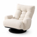 Fauteuil pivotant en tissu bouclette avec base noire