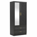 Armoire en bois noir avec miroir et tiroirs