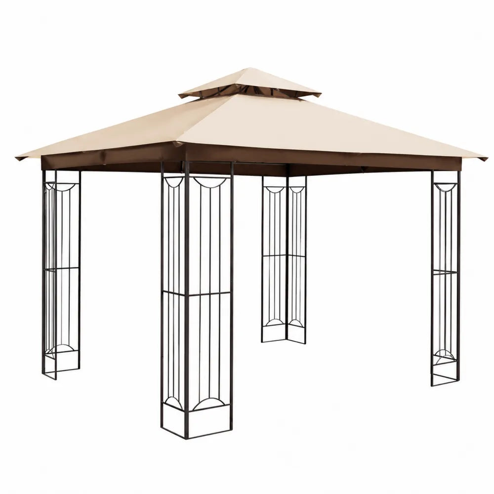 Tonnelle de Jardin carrée en Métal et Polyester Beige