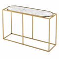 Console avec plateau en marbre blanc et cadre métallique doré