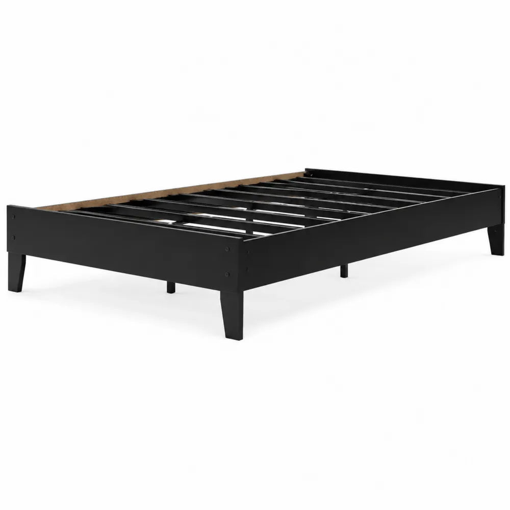 Lit plateforme en bois noir 200x140 cm
