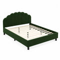 Lit double en velours vert avec tête de lit arquée 200x160 cm