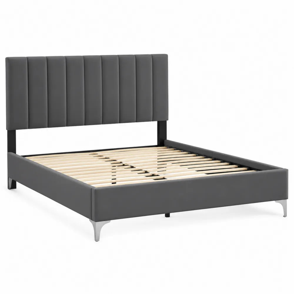 Lit double en simili cuir avec lattes en bois 200x160 cm